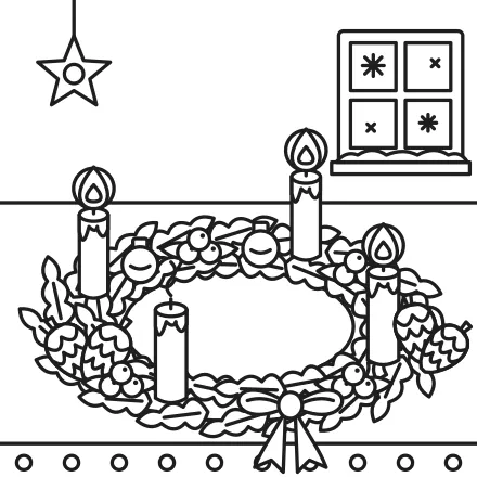 Omaľovánka Adventný veniec