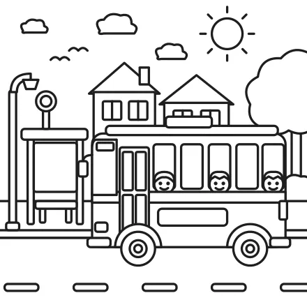 Omaľovánka Autobus na zastávke