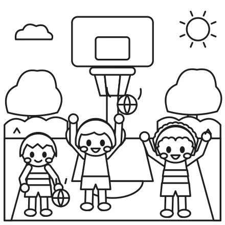 Omaľovánka Basketbal na ihrisku