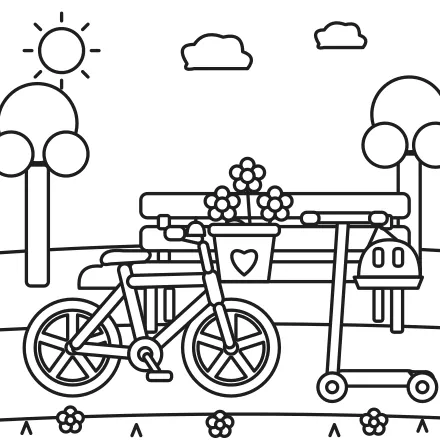 Omaľovánka Bicykel a kolobežka