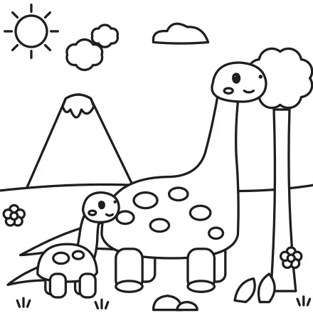 Omaľovánka Brachiosaurus pri strome
