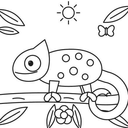 Omaľovánka Chameleón na konári