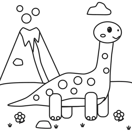 Omaľovánka Dinosaurík Dodo – čiernobiela predloha na vytlačenie