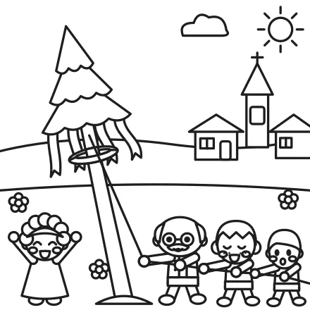 Omaľovánka Dvíhame máj lanom