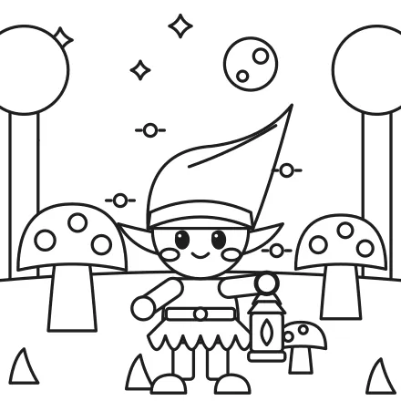 Omaľovánka Elf s lampášikom