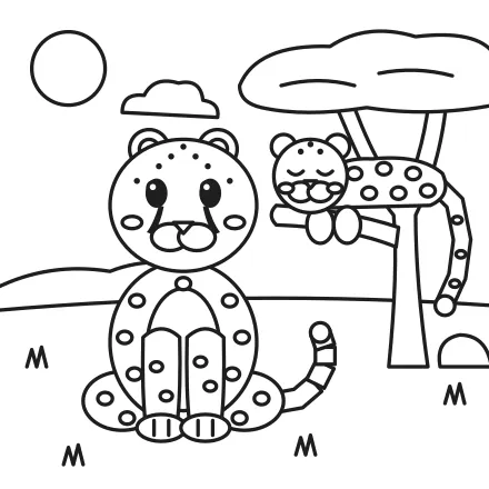 Omaľovánka Gepard a leopard