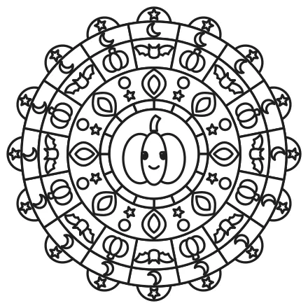 Omaľovánka Halloweenska mandala