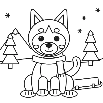 Omaľovánka Husky v snehu