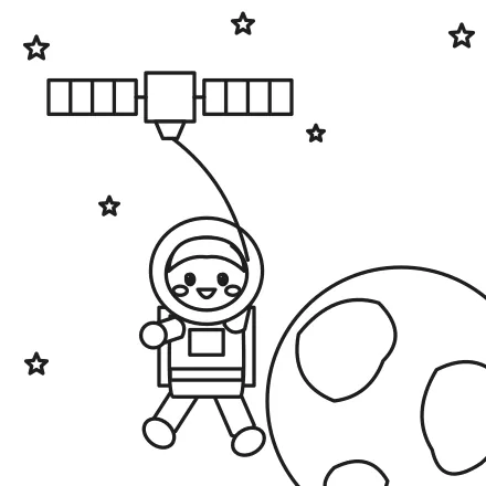 Omaľovánka Kozmonaut a satelit