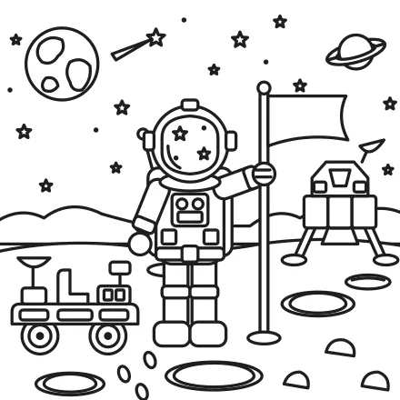 Omaľovánka Kozmonaut na Mesiaci