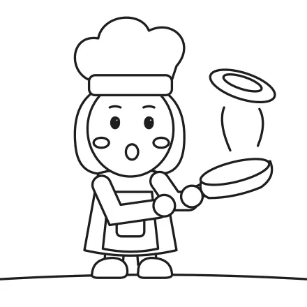 Omaľovánka Kuchárka s palacinkou
