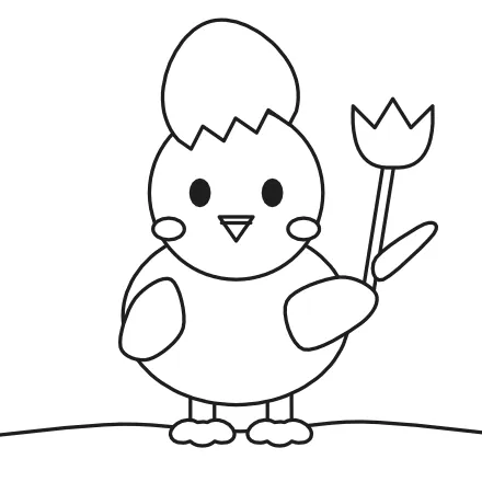 Omaľovánka Kuriatko s tulipánom