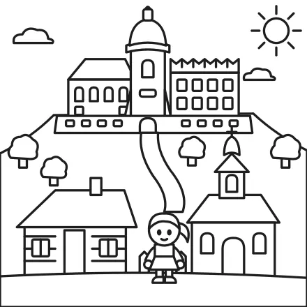 Omaľovánka Ľubovniansky hrad a skanzen