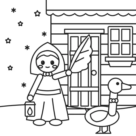 Omaľovánka Lucia s husím perom