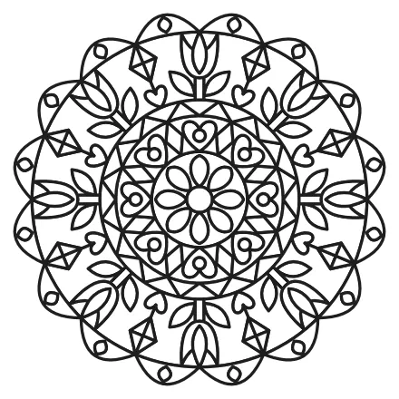 Omaľovánka Ľudová mandala – čiernobiela predloha na vytlačenie