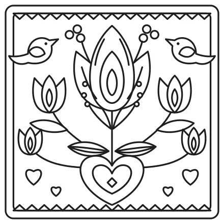 Omaľovánka Ľudový tulipánový ornament