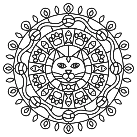 Omaľovánka Mačacia mandala
