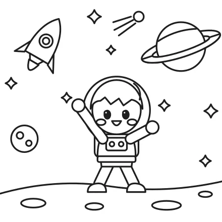 Omaľovánka Malý kozmonaut na Mesiaci