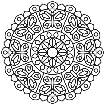 Omaľovánka Mandala s motýľmi