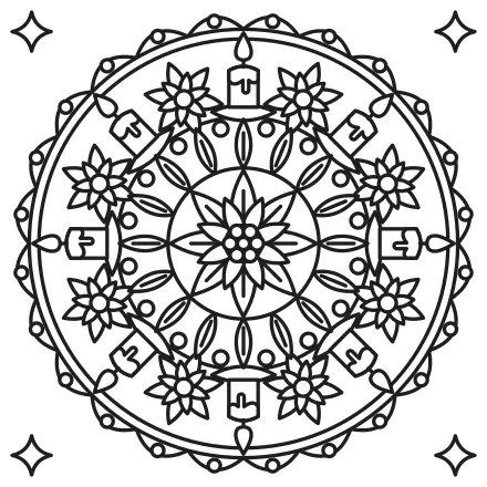 Omaľovánka Mandala s vianočnou hviezdou