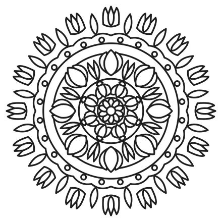 Omaľovánka Mandala so snežienkami