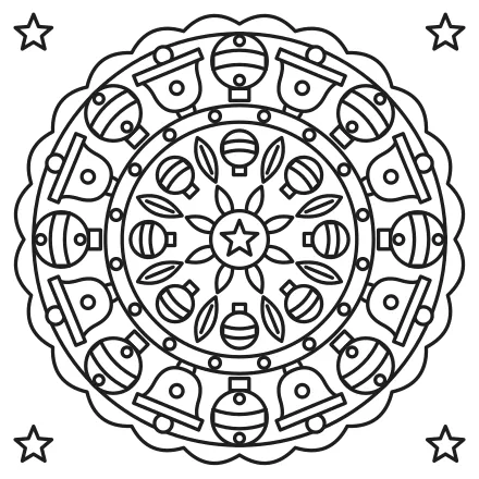 Omaľovánka Mandala zvončekov a gúľ