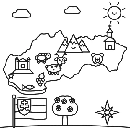 Omaľovánka Mapa Slovenska