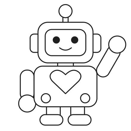 Omaľovánka Mávajúci robotík