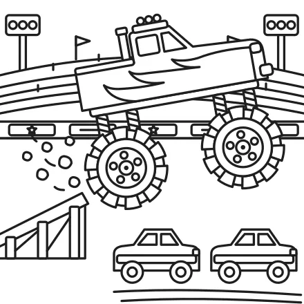 Omaľovánka Monster truck skáče