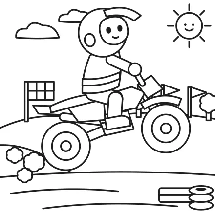 Omaľovánka Motokros skok – čiernobiela predloha na vytlačenie