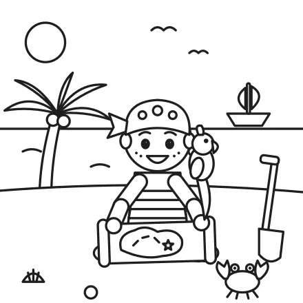 Omaľovánka Pirát s mapou pokladov