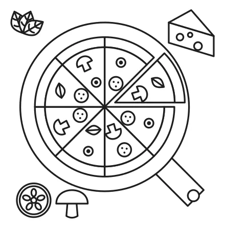 Omaľovánka Pizza na lopári
