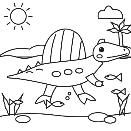 Omaľovánka Plávajúci spinosaurus
