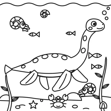 Omaľovánka Plesiosaurus pod vodou