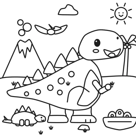 Omaľovánka Priateľský tyranosaurus