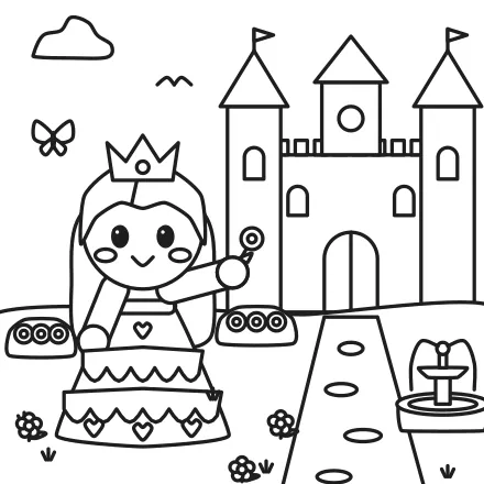 Omaľovánka Princezná pred zámkom