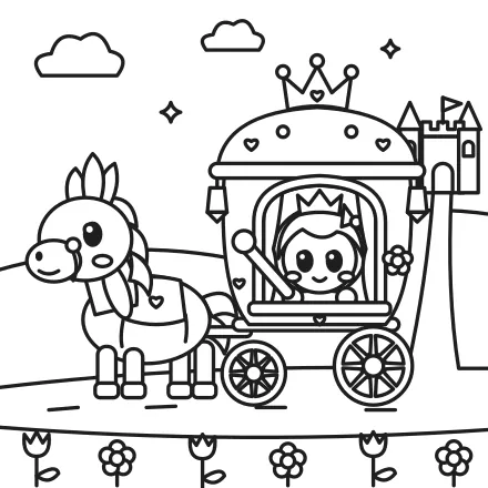 Omaľovánka Princezná v kočiari