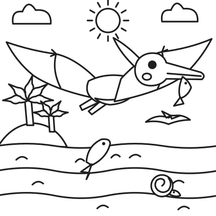Omaľovánka Pteranodon nad morom