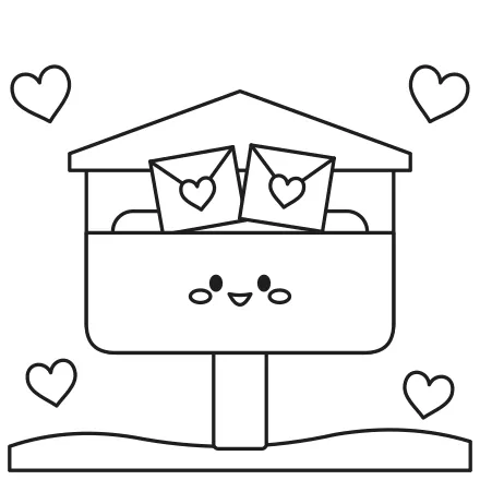 Omaľovánka Schránka s valentínkami