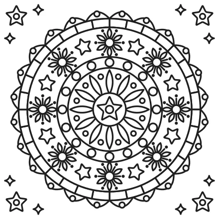 Omaľovánka Silvestrovská mandala