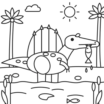 Omaľovánka Spinosaurus v rieke