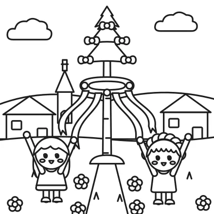 Omaľovánka Stavanie mája