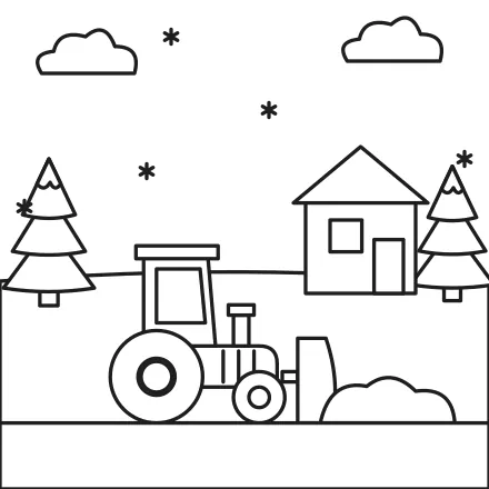 Omaľovánka Traktor odhŕňa sneh