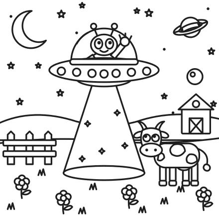Omaľovánka Ufo a mimozemšťan