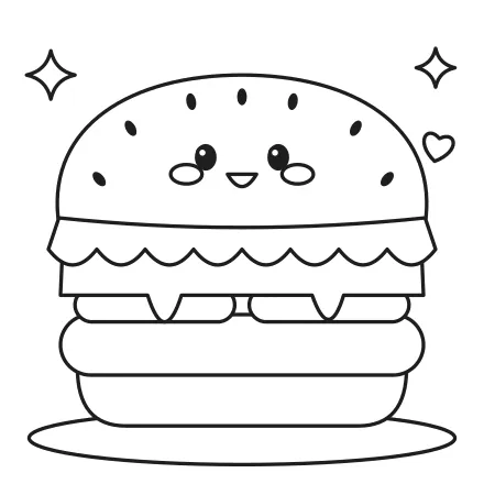 Omaľovánka Usmiaty hamburger