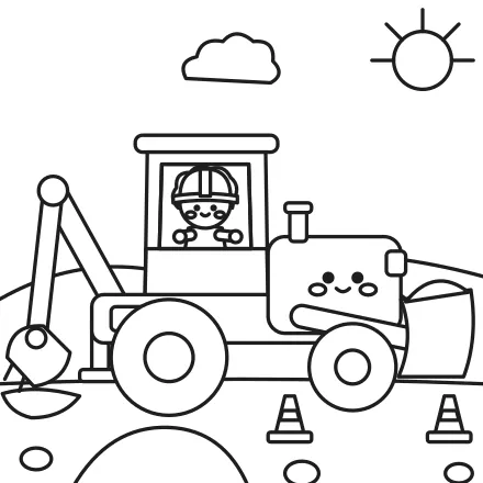 Omaľovánka Usmiaty traktorbager