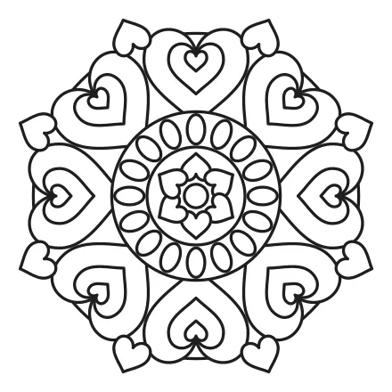 Omaľovánka Valentínska mandala