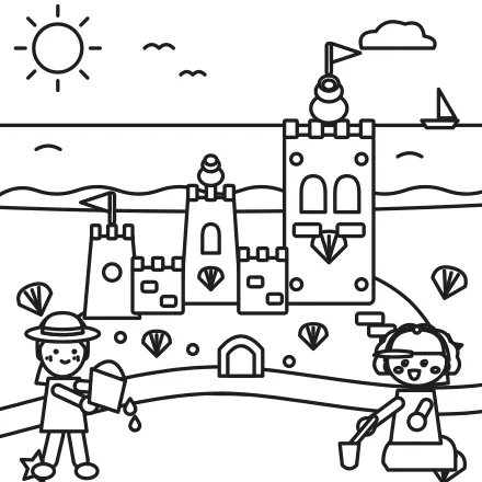 Omaľovánka Veľký piesočný hrad