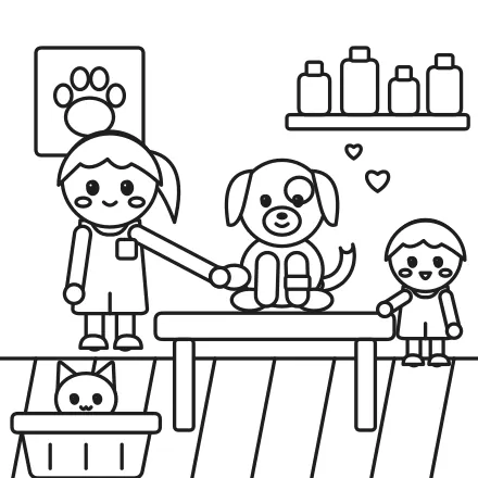 Omaľovánka Veterinárka a šteniatko