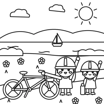 Omaľovánka Výlet na bicykli